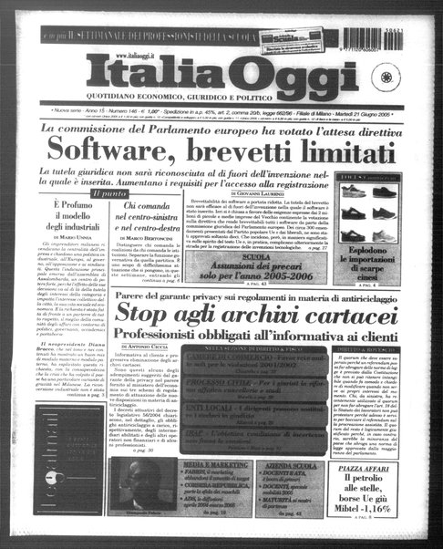 Italia oggi : quotidiano di economia finanza e politica